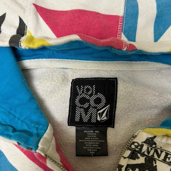 Volcom Vintage Y2K Psychedelic Geometric AOP Zip Hoodie Size Small - Picture 5 of 12